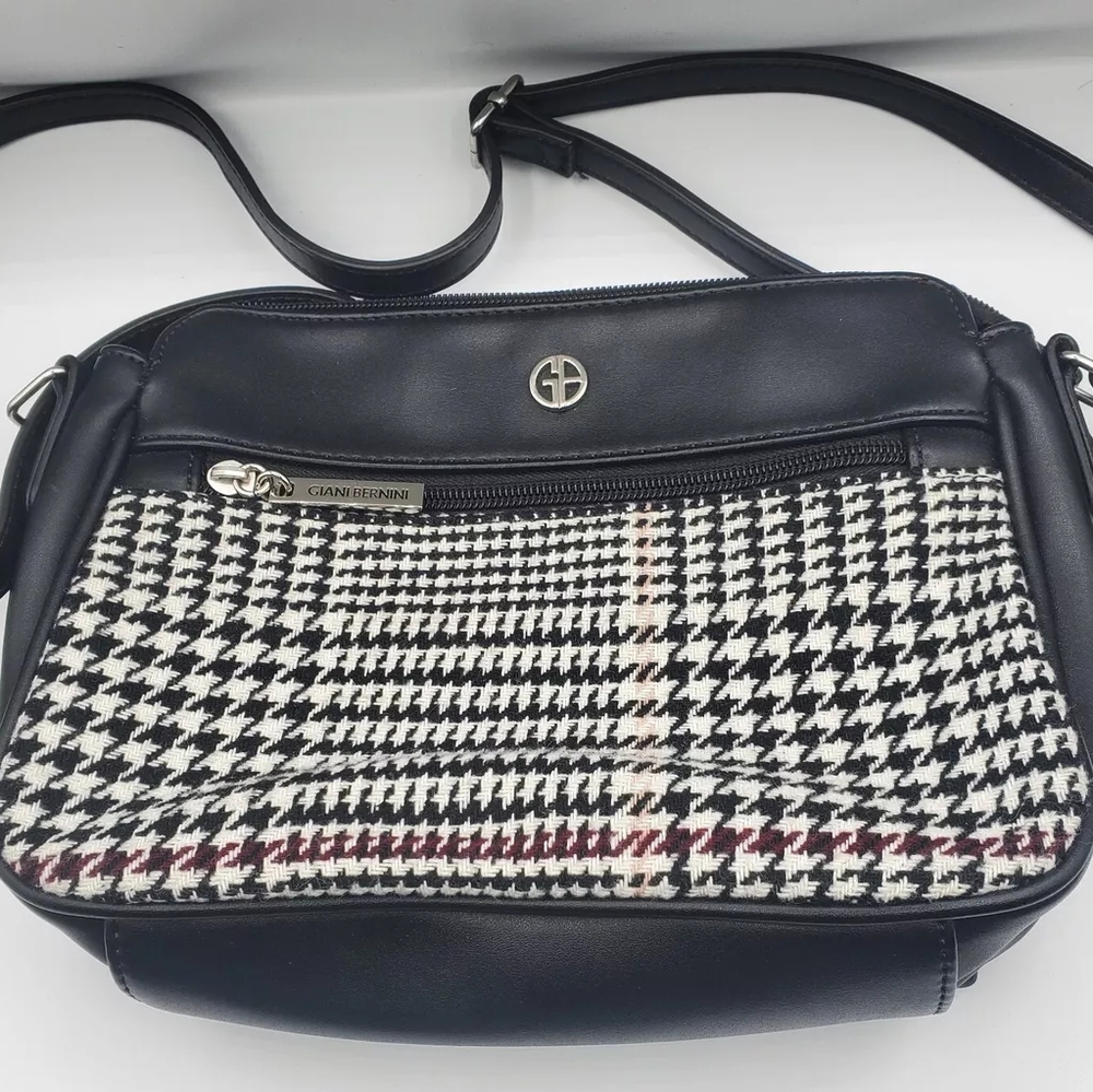 Black and White Houndstooth Crossbody Bag